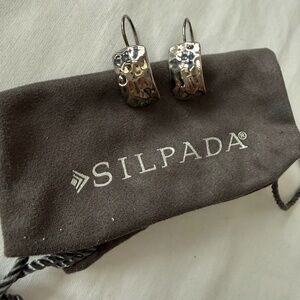 Silpada Sterling Silver Hammered Rectangular Hook Drop Earrings W0991